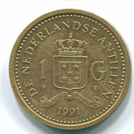 1 GULDEN 1991 NIEDERLÄNDISCHE ANTILLEN Aureate Steel Koloniale Münze #S12122.D.A - Niederländische Antillen