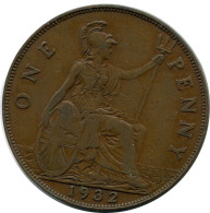 PENNY 1932 UK GROßBRITANNIEN GREAT BRITAIN Münze #AZ720.D.A - D. 1 Penny
