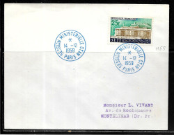 K96 - N° 1155 SUR LETTRE OBLITEREE MINISTERE DE L'OTAN DU 14/12/59 - 1921-1960: Periodo Moderno