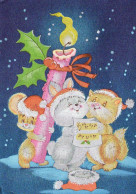 Feliz Año Navidad NIÑOS LENTICULAR 3D Vintage Tarjeta Postal CPSM #PAZ086.A - Nouvel An