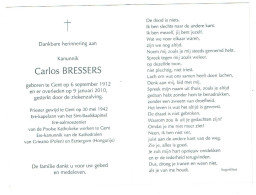 Doodsprentje  Pastoor / Priester :  Gent - E.H Kanunnik Carlos Bressers . - Religion &  Esoterik