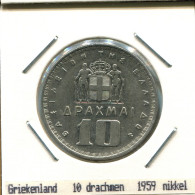 10 DRACHMES 1959 GRECIA GREECE Moneda #AS420.E.A - Griekenland