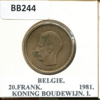 20 FRANCS 1981 DUTCH Text BÉLGICA BELGIUM Moneda #BB244.E.A - 20 Francs