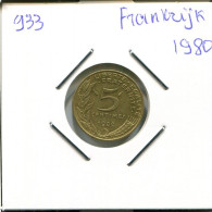 5 CENTIMES 1980 FRANCIA FRANCE Moneda #AN022.E.A - 5 Centimes