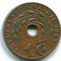 1 CENT 1945 D NETHERLANDS EAST INDIES INDONESIA Bronze Colonial Coin #S10411.U.A - Indes Néerlandaises