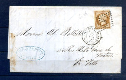 040524 LETTRE Avec N° 13   Oblitéré Losange Avec D + Cachet Au Type 77 - 1849-1876: Classic Period