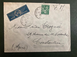 LETTRE Par Avion Pour ALGERIE En FM TP IRIS 1F OBL.23-12 39 POSTE AUX ARMEES - Guerra De 1939-45