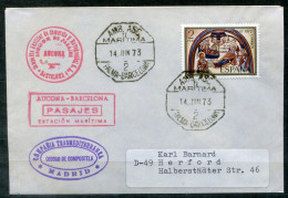 SPANIEN - Schiffspost, Navire, Paquebot, Ship Letter, Stempel AMB ASC II MARITIMA PALMA-BARCELONA + 3 Cachets - Storia Postale