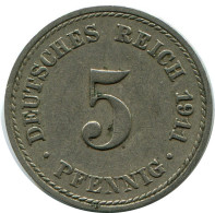 5 PFENNIG 1911 A ALLEMAGNE Pièce GERMANY #DB209.F.A - 5 Pfennig