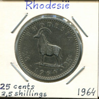 2½ Shillings/25 CENTS 1964 RODESIA RHODESIA ZIMBABWE Moneda #AP623.2.E.A - Zimbabwe