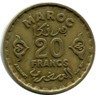 20 FRANCS 1951 MOROCCO Mohammed V Coin #AH873.U.A - Morocco