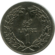 1 LIVRE 1980 LIRANESA LEBANON Moneda #AP378.E.A - Líbano