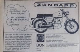 Publicité De Presse ; Moto Zündapp 50cc. - Werbung