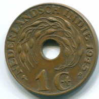1 CENT 1945 P INDES ORIENTALES NÉERLANDAISES INDONÉSIE INDONESIA Bronze Colonial Pièce #S10422.F.A - Niederländisch-Indien