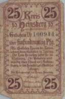 25 PFENNIG 1919 Stadt HEINSBERG Rhine DEUTSCHLAND Notgeld Banknote #PG426 - [11] Emisiones Locales