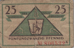 25 PFENNIG 1919 Stadt DÜSSELDORF Rhine DEUTSCHLAND Notgeld Banknote #PG442 - [11] Emisiones Locales