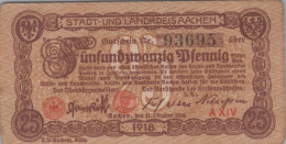 25 PFENNIG 1918 Stadt AACHEN Rhine DEUTSCHLAND Notgeld Banknote #PI433 - [11] Emisiones Locales