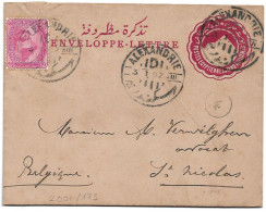 (C05) - 5M. LETTER SHEET STATIONNERY UPRATED BY 5M. STAMP ALEXANDRIE / D => BELGIUM 1902 - 1866-1914 Khedivate Of Egypt