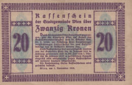 20 KRONEN 1919 Stadt BADEN BEI WIEN Niedrigeren Österreich Notgeld #PD886 - [11] Emissioni Locali