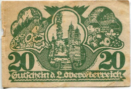 20 HELLER 1921 Stadt Oberösterreich Österreich Notgeld Papiergeld Banknote #PL865 - [11] Emissioni Locali