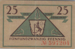 25 PFENNIG 1921 Stadt DÜSSELDORF Rhine DEUTSCHLAND Notgeld Banknote #PI155 - [11] Emissioni Locali