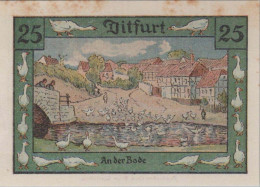 25 PFENNIG 1921 Stadt DITFURT Saxony UNC DEUTSCHLAND Notgeld Banknote #PA465 - [11] Emissioni Locali