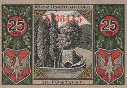25 PFENNIG 1920 Stadt WETZLAR Rhine UNC DEUTSCHLAND Notgeld Banknote #PC354 - [11] Emissions Locales