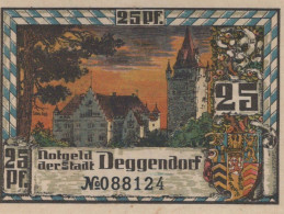 25 PFENNIG 1920 Stadt DEGGENDORF Bavaria UNC DEUTSCHLAND Notgeld Banknote #PH159 - [11] Emissions Locales