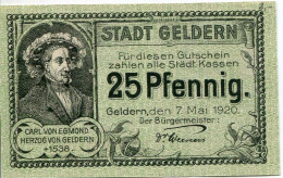28 PFENNIG 1920 Stadt GELDERN Rhine DEUTSCHLAND Notgeld Papiergeld Banknote #PL825 - [11] Emisiones Locales