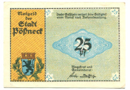 25 Pfennig POSSNECK DEUTSCHLAND UNC Notgeld Papiergeld Banknote #P10592 - Lokale Ausgaben