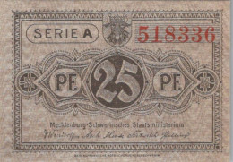 25 PFENNIG 1922 MECKLENBURG-SCHWERIN Mecklenburg-Schwerin UNC DEUTSCHLAND #PI736 - [11] Local Banknote Issues