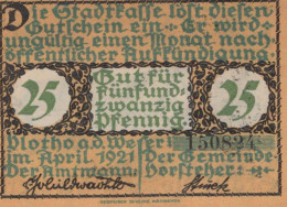 25 PFENNIG 1921 Stadt VLOTHO Westphalia DEUTSCHLAND Notgeld Banknote #PF520 - [11] Lokale Uitgaven