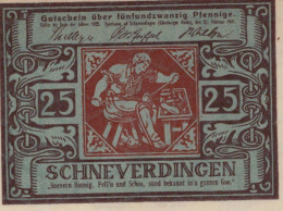 25 PFENNIG 1921 Stadt SCHNEVERDINGEN Hanover UNC DEUTSCHLAND Notgeld #PH960 - [11] Lokale Uitgaven