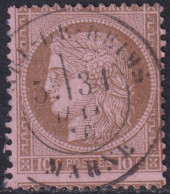 France 1875 Sc 60 Yt 54 Used [..] De-Reims Date Cancel Small Thin - 1871-1875 Ceres