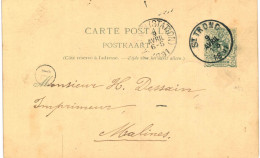 (Lot 01) Entier Postal  N° 45 5 Ct écrite De St Trond Vers Malines - Cartoline 1871-1909