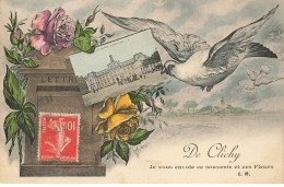 92 CLICHY AE#DC975 CARTE SOUVENIR PIGEON POSTANT UNE CARTE POSTALE DANS UNE BOITE AUX LETTRES - Clichy