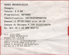 ITALIA - BOLOGNA - Museo Archeologico - Biglietto D'Ingresso - Usato - Tickets - Vouchers