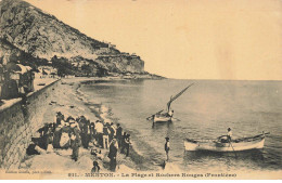 06 MENTON AF#DC024 LA PLAGE ET ROCHERS ROUGES FRONTIERE BARQUES - Menton