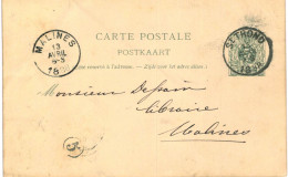 (Lot 01) Entier Postal  N° 45 5 Ct écrite De St Trond Vers Malines - Postcards 1871-1909