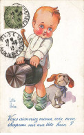 CHIENS AD#MK171 UN BEBE CHAPEAU MELON ET UN CHIEN - Cani