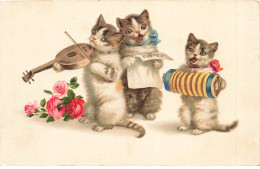 CHATS AD#MK191 CHATS MUSICIENS ET CHANTEUR FLEURS PITTUIS - Cats