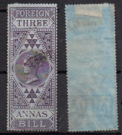 India, 3 Annas Foreign Bill Revenue, Queen Victoria - 1936-47 King George VI