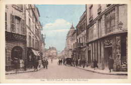 77 MELUN AF#DC373 LA RUE SAINT ASPAIS MAGASINS ET TACOT D EPOQUE - Melun