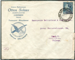 TP 430 S/L. Otten Sohier Lokeren Obl. Touristique Lokeren Textiel Centrum 28/10/41 > Suisse Bâle Bande De Censure 'c' - Guerre 40-45 (Lettres & Documents)