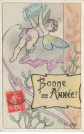 ILLUSTRATEURS AF#DC679 SIGNEE CLERICE ART NOUVEAU UN ANGE PORTANT ECRITEAU 365 JOURS ET BONNE ANNEE - Autres & Non Classés