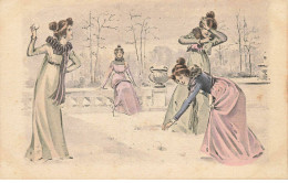 ILLUSTRATEURS AF#DC665 FEMMES JOUANTS A UNE BATAILLE DE BOULES DE NEIGE - 1900-1949