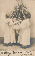 JEUX ET JOUETS AF#DC622 CARTE PHOTO POUPEE ANGE JEUNES FILLES JOYEUX NOEL 1902 - Speelgoed & Spelen