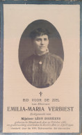 EMILIA VERBIEST.  MENDONK 1887  EEKLO 1920 - Décès