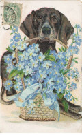 CHIENS AF#DC519 UN BASSET AVEC UNE CORBEILLE DE FLEURS - Dogs