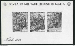 SMOM - Natale '69 Foglietto Varietà Non Dentellato Senza Filigrana - Malte (Ordre De)